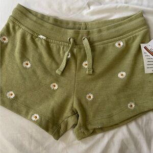 Kids Vintage Havana Olive Shorts with Daisy Accents